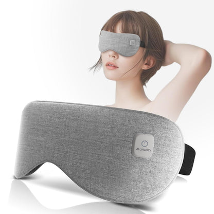 Graphene Heated Eye Mask - Cordless Warm Eye Compress for Dry Eyes with Temperature Control - Washable Eye Heating Pad for Sleep, Travel, Dark Circles, MGD, Blepharitis, Puffy Eyes