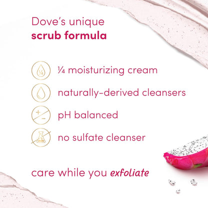 Dove Body Scrub Dragon Fruit & Coconut Cream Body Scrub Exfoliates and Deeply Nourishes for Smooth, Radiant Skin 15 oz