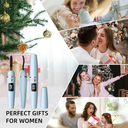 ZAPAL Heated Eyelash Curler, S600 Rechargeable Heated lash Curler, Intelligent Power Off Electric Eyelash Curler Heated Quickly 24 Hs Lasting Natural Makeup for Woman (Air Blue/Gold, X8-132mm)