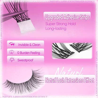 Self Adhesive Lash Clusters Natural No Glue Eyelashes Clusters Wispy Cluster Eyelash Extensions Pre Glued Lash Extensions 120pcs Press on Individual Lashes 8mm-16mm by zenotti