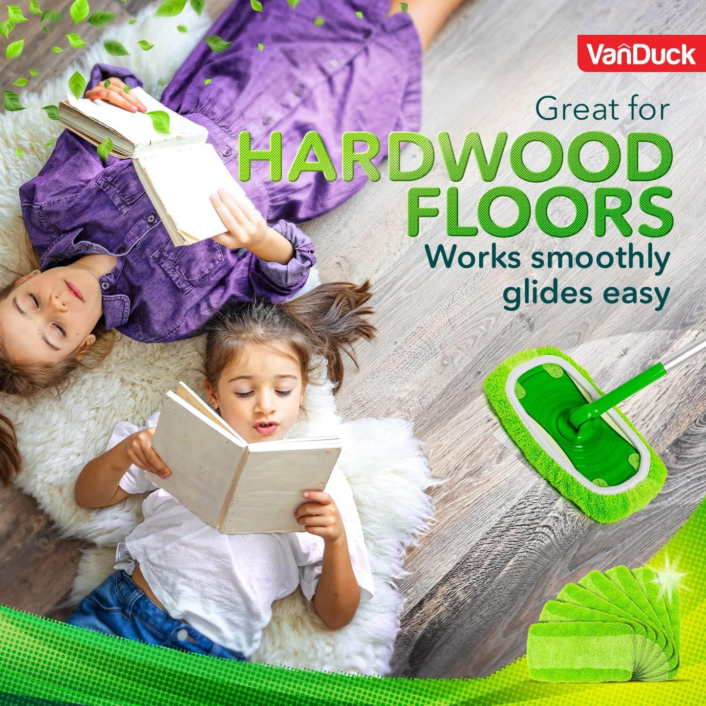 VanDuck Reusable Mop Pads Compatible with Swiffer Sweeper (2-Pack) - Washable Microfiber Mop Pads for Wet & Dry Use - All Purpose Floor Mopping and Cleaning Product