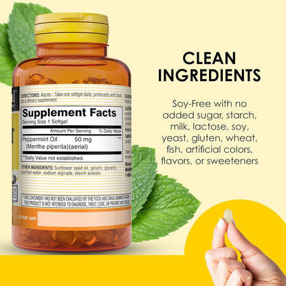 MASON NATURAL Peppermint Oil 50 mg Enteric Coated Supplement, 90 Day Supply of Gastrointestinal Support for Normally Functioning Bowel, Softgel Pills