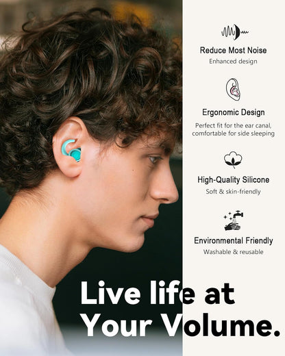 SUPCEAT Ear Plugs for Sleeping - Noise Reduction Soft Silicone Earplugs, 2 Pairs Reusable Hearing Protection Earplugs for Noise Sensitivity, Sleep,Snore,Travel, Sound Reduction Noise Cancelling - Blue