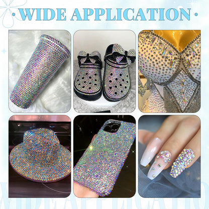 6000Pcs Resin Rhinestones for Bedazzling with 3Pcs B7000 Jewelry Glue, 1 Box AB Flatback Rhinestones for Crafting Crafts DIY, Crystals Gems for Clothing Shoes Tumblers Nail Art Makeup