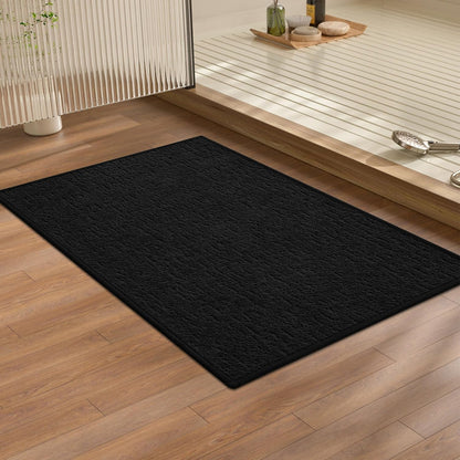 chakme Bathroom Rugs Mat 24x17, Ultra Thin Non Slip Bath Mat Quick Dry Absorbent Bath Mat for Bathroom Floor, (Black, 24"x17")