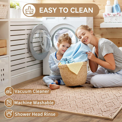 Bathroom Rugs Non Slip, Super Absorbent Quick Dry Bath Mat, Rubber Backing Ultra Thin Bathroom Mats Fit Under Door Bathroom Floor Bathtub Shower