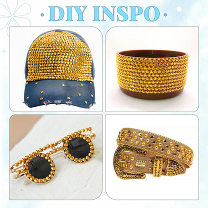 6000Pcs Resin Rhinestones for Bedazzling with 3Pcs B7000 Jewelry Glue, 1 Box Mine Gold Flatback Rhinestones for Crafting Crafts DIY, Crystals Gems for Clothing Shoes Tumblers Nail Art Makeup