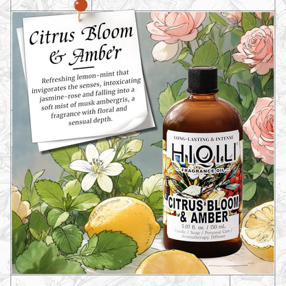 HIQILI Citrus Bloom & Amber Fragrance Oil for Candle, Soap Making, Floral Scent, Essential Oil Diffuser Use, Hair Care - 5.07 Fl Oz
