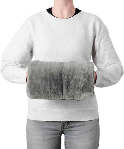 Brookstone Faux Fur Hand Warmer | Soothe Cold Hand Muff with Microwavable Gel Pack for Long Lasting Heat | Cozy Sherpa & Plush Lining for Ultimate Comfort | Hand Muffs for Women & Men