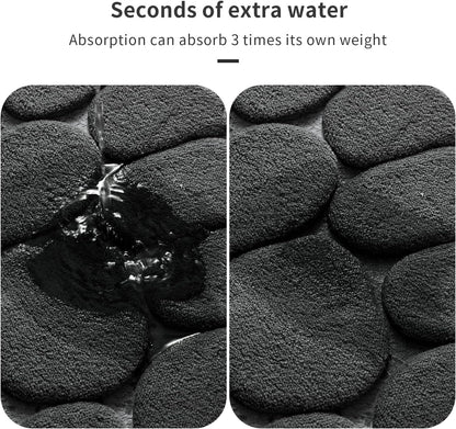 YIHOUSE Memory Foam Bath Mat Cobblestone Bathroom Rugs Super Water Absorbent Bath Mats for Bathroom Machine Washable Bath Rugs(20 x 24,Black)