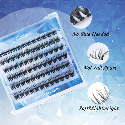 Self Adhesive Eyelashes Clusters Natural Look Wispy Press On Lash Clusters Pre Glued Eyelash Clusters Reusable No Glue Needed Lash Extensions