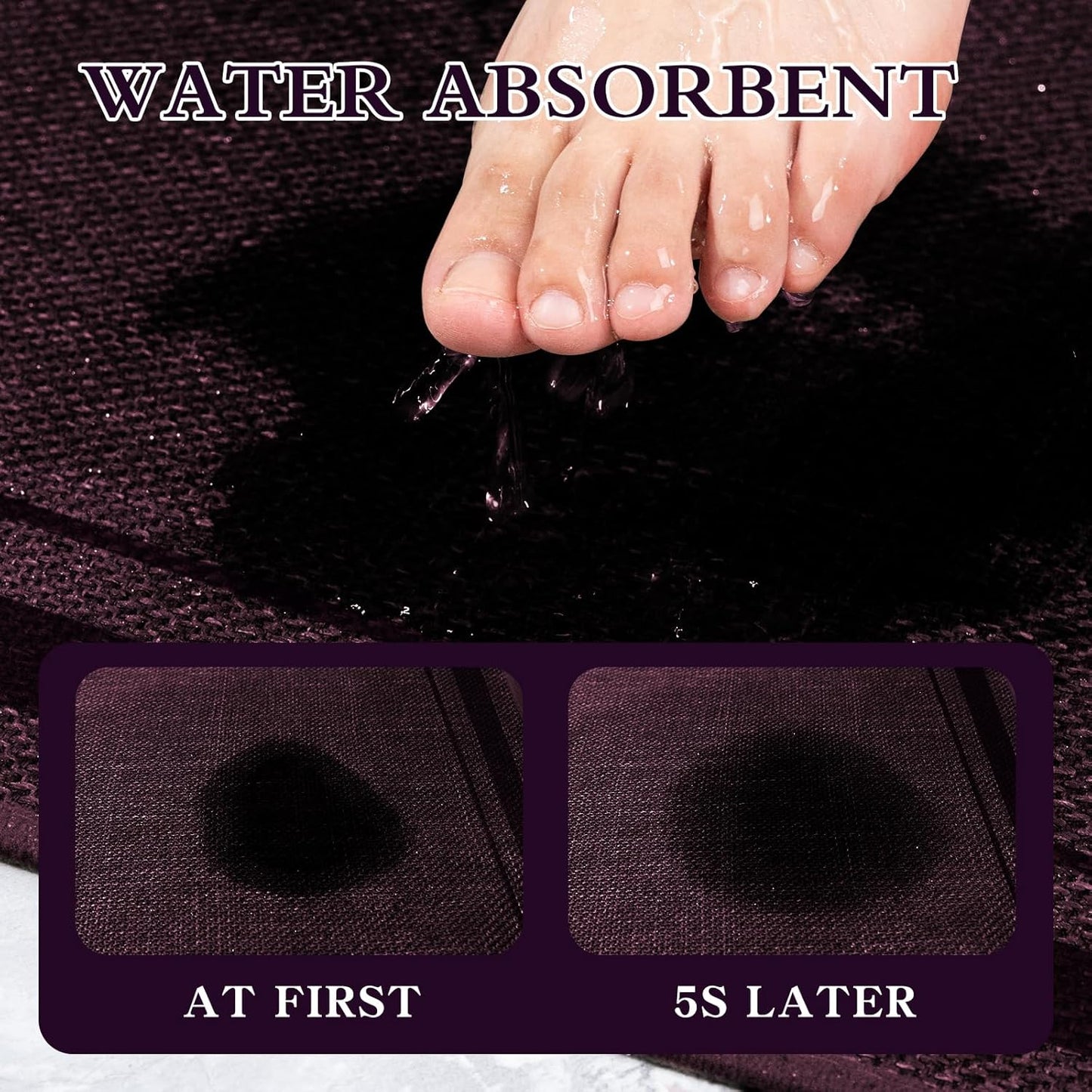 chakme Bathroom Rugs Mat 24x17, Ultra Thin Non Slip Bath Mat Small Quick Dry Absorbent Bath Mat for Bathroom Floor, (Dark Purple, 24"x17")