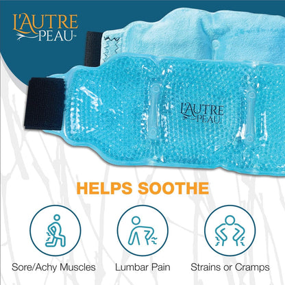 USA Merchant | Hot/Cold Plush Lower Back Gel Bead Wrap | Freeze Therapeutics by L'AUTRE PEAU | Relief for Tension, Injuries, Swelling, Aches, Bruises, Muscle Pain, Stress Relief, Strain & Stiffness
