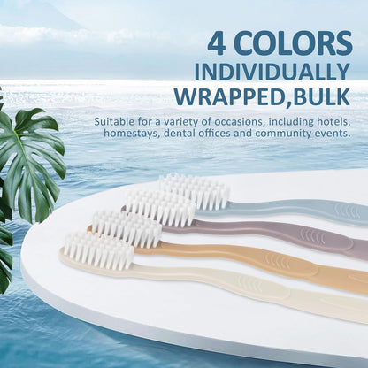 40-Pack Individually Wrapped Toothbrushes with Tongue Scraper | Bulk Soft Bristle Toothbrush Set for Adults, Travel-Friendly Disposable Toothbrushes for Hotels, Dental Offices(Multi-Colored)