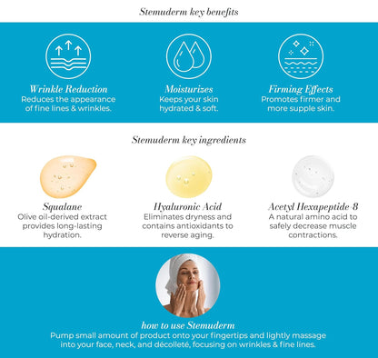 Stemuderm Face & Eye Cream - Anti Aging Skincare - Daily Moisturizer for Fine Lines, Wrinkles & Eyebags - Supports Natural Collagen Production & Elastin - Organic Plant Based Stem Cells - 1.75 fl oz
