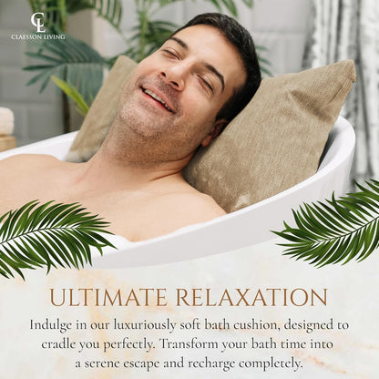 Luxury Bath Pillow for Tub - Thick and Comfortable Bathtub Pillow Support for Head and Neck and Back - Washable Quick-Drying Bath Pillows - Bath Cushion for Home Spa - Fits Any Bathtub - Sand