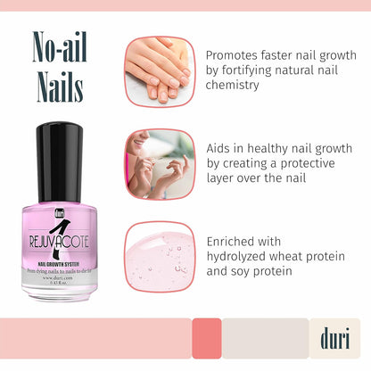 duri Rejuvacote 1 Nail Growth System - Original Maximum Strength Formula - Nail Strengthener and Nail Growth - Base and Top Coat - Pack of 3-0.45 fl. oz.