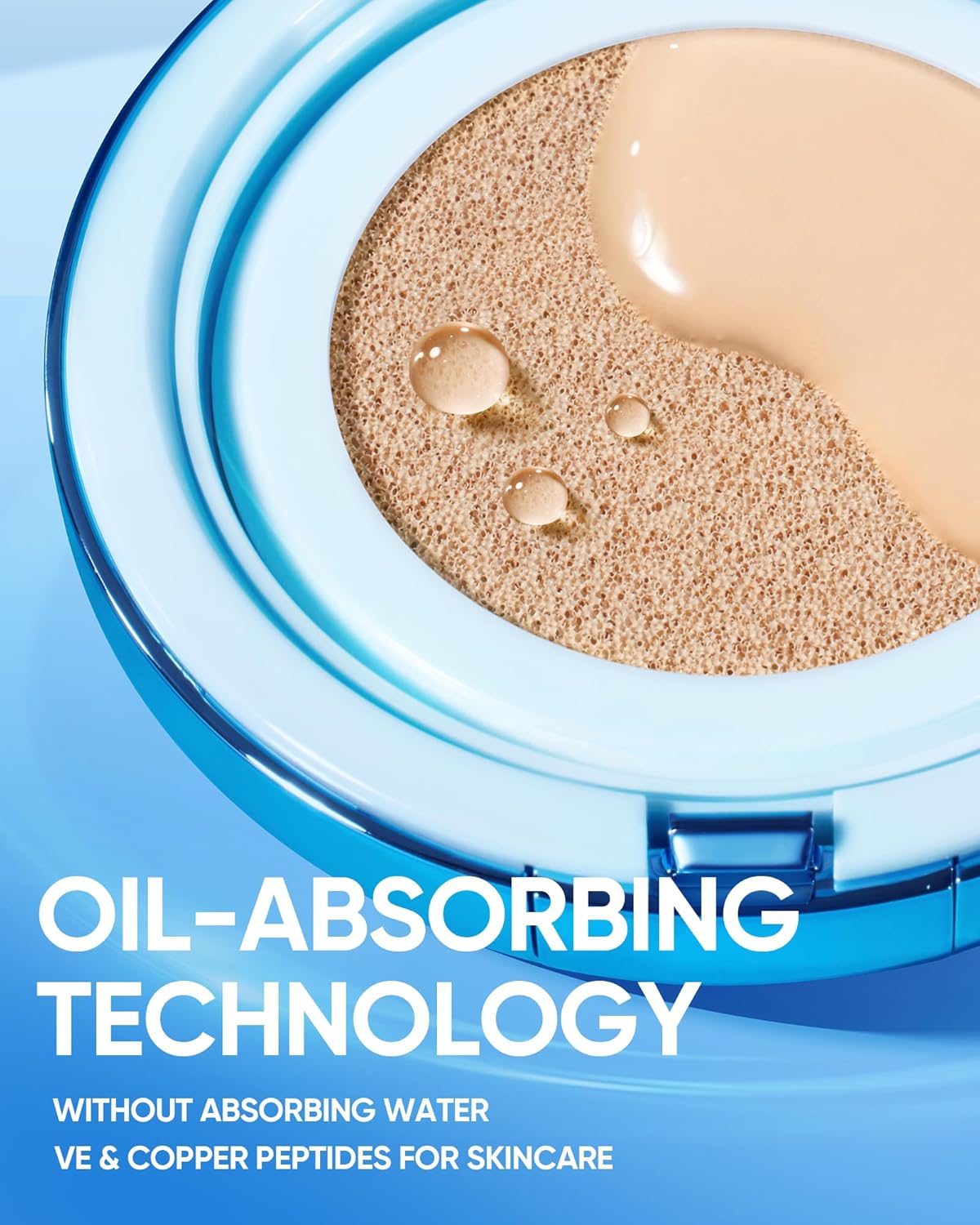 Velvet Matte Cushion Foundation Blue Ultra Cover Powder Foundation, 12h Oil-Control, Lightweight, Long-Lasting, Waterproof Korean Cushion Makeup (05 Sand)