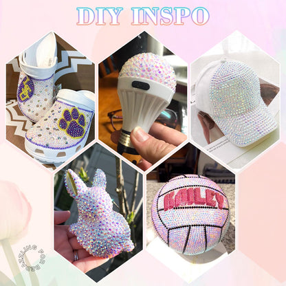 25000Pcs Resin Jelly Rhinestones with Tweezers for Crafting, 2-6mm Mixed Sizes (White AB) Non Hotfix Flatback Gems, Bedazzling Crystal for DIY Crafts Clothing Tumblers Mugs Shoes Decor Nail Art