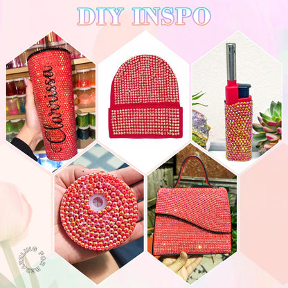 30000Pcs Resin Red AB Rhinestones for Bedazzling Crafting with b7000 Jewelry Glue, Bulk Flatback Gems Bedazzler Kit for Crafts Clothes Shoes Fabric Nail Diamond Art, Assorted Size 2/3/4/5/6mm