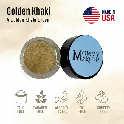 Mommy Makeup Any Wear Creme Eyeshadow - Waterproof, Crease-Proof, Long Lasting, High Pigment, Oil-free - Cream to Powder for Eyes, Cheeks & Lips (Golden Khaki)