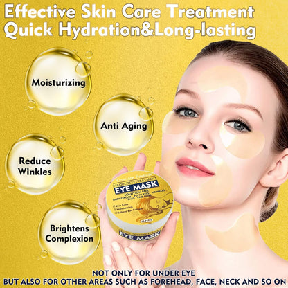 Under Eye Patches, 24K Gold Eye Patches for Puffy Eyes and Dark Circles, Under Eye Masks for Dark Circles and Puffiness, Eye Gel Pads for Eyes Bags Treatment & Non-Irritating Eye Mask Skincare