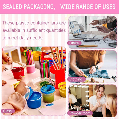 SATINIOR 24 Pieces Empty Clear Plastic Jars with Lids Round Storage Containers Wide Mouth for Beauty Product Cosmetic Cream Lotion Liquid Butter Craft and Food(Pink Lid,6 oz)