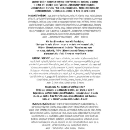 Burt's Bees Christmas Gifts, 3 Body Skincare Stocking Stuffers, Shea Butter Hand Cream Trio Set - Lavender Honey, Watermelon Mint & Wild Rose Berry (3-Pack)