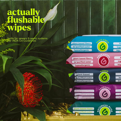 goodwipes Flushable Butt Wipes - Vitamin E & Aloe - Sewer & Septic Safe - Extra Large Adult Wet Wipes For Women & Men - Bathroom Essentials - Botanical Bliss, 318 Count (6 Packs + 1 Travel)