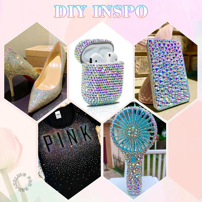 30000Pcs Resin AB Rhinestones for Bedazzling Crafting with b7000 Jewelry Glue, Bulk Flatback Gems Bedazzler Kit for Crafts Clothes Shoes Fabric Nail Diamond Art, Assorted Size 2/3/4/5/6mm