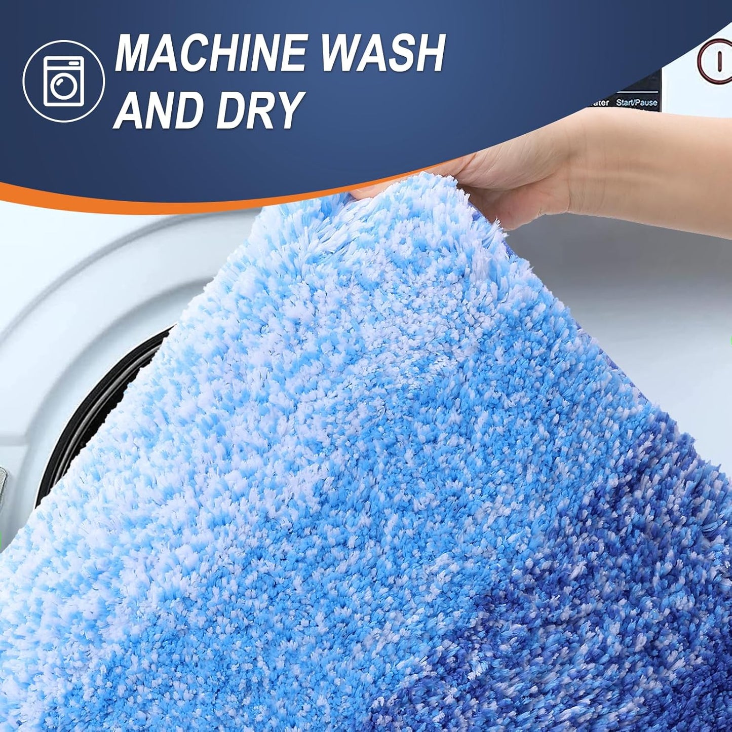 OLANLY Bathroom Runner Rugs 47x24, Extra Soft Absorbent Microfiber Bath Rugs, Rubber Backing, Quick Dry, Washable Bath Mats for Bathroom Floor, Tub and Shower, Home Decor Accessories, Light Royal Blue