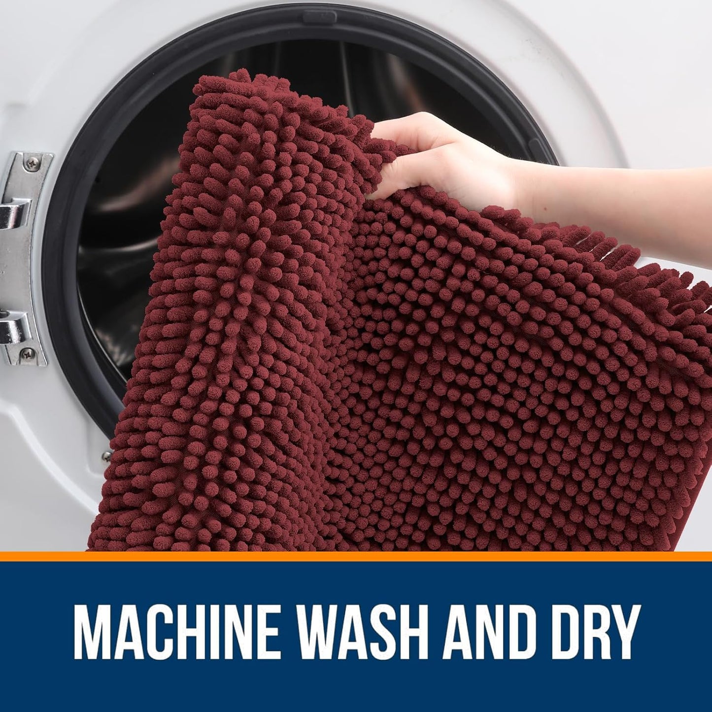 OLANLY Bathroom Rugs 30x20, Extra Soft Absorbent Chenille Bath Rugs, Rubber Backing Quick Dry, Machine Washable Bath Mats for Bathroom Floor, Tub and Shower, Home Decor Accessories, Andorra Red-Brown