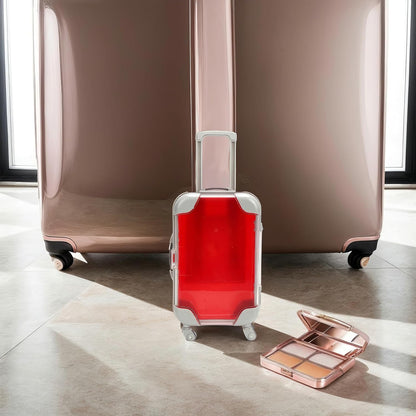 False Eyelash Storage Box, Portable Travel Organizer Mini Luggage False Eyelash Tray Makeup Tool (RED)