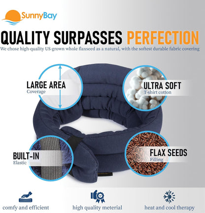 SunnyBay Microwave Heating Pad, Microwavable Cold or Heated Neck and Shoulder Wrap, Moist and Weighted Hands-Free Beanbag Pack with Wide Neck Coverage 26 Inches Long-Length Cotton, Navy Blue