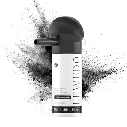 Hair Building Fibers 25G with Precision Spray Applicator - Electrostatic Adsorption for Instant Thicker Hair, Waterproof & Natural Look, Suitable for Men & Women (Black)