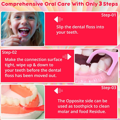 Flavored Floss Picks, 300 Count, Dental Floss Picks for Teeth with Fun Fruit Flavors, Flosser Picks for Adults and Children, | Grape, Orange & Cherry Flavor