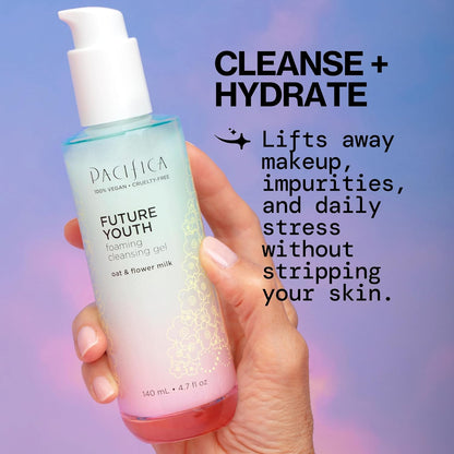 Pacifica Future Youth Foaming Face Wash - Hydrating Anti-Aging Cleansing Gel, Dermatologist Tested Gentle Facial Cleanser, Alcohol-Free Vegan Formula for All Skin Types Clean Beauty Cruelty-Free 4.7oz