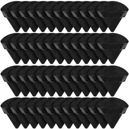 Suclain 48 Pcs Velour Triangle Powder Puff Soft Velour Makeup Puff for Face Powder Makeup Triangle Sponges for Wet and Dry Cosmetic Foundation Loose Mineral Body Makeup Tool(Black)