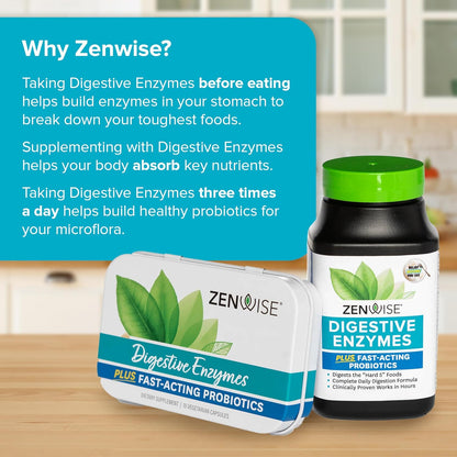 Zenwise Health Digestive Enzymes for Gut Health & Bloating Relief - Multi Enzymes Digestion Supplement with Probiotics, Bromelain & Papaya for Digestive Health Support - Men & Women - 45 Count