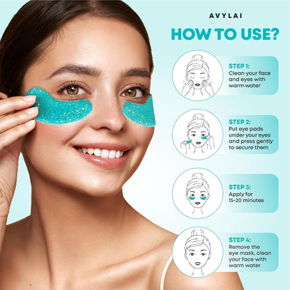 Under Eye Patches(16 Pairs and 2 Lip Masks)-Collagen Eye Gel Pads with Hyaluronic Acid for Puffy Eyes and Dark Circles-Under Eye Mask Patches for Cooling and Relaxation-Vegan and Cruelty-Free