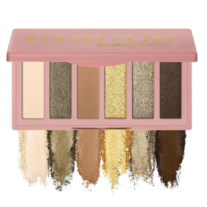 6 Colors Mini Eyeshadow Makeup Palette Olive-colored Neutral Tone Eye Shadow Matte & Shimmer Nude Make Up Pallet with Mirror Blendable Highly Pigmented Travel Size Gift Kit 04