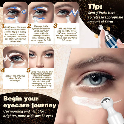 Caffeine Eye Cream and 24K Gold Eye Mask (20 pcs): Under Eye Serum for Dark Circles and Puffiness Eye Care Eye Serum Anti Aging with 360° Massage Ball Reduce Eye Bags, Wrinkles and Fine Lines