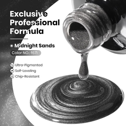 Beetles Black Cat Eye Gel Polish, 15ML Black Glass Cat Eye Glitter Gel Polish with Magnet Shimmer Translucent Sheer Color Soak Off UV Midnight Sands Series French Nail Art Dsign Gift for Women