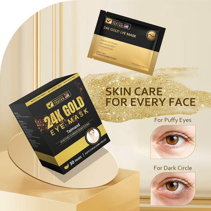 Under Eye Patches (30 Pairs), 24K Gold Under Eye Mask for Puffy Eyes, Dark Circles, Bags and Wrinkles with Collagen, Relieves Pressure and Reduces Wrinkles, Revitalises and Refreshes Your Skin