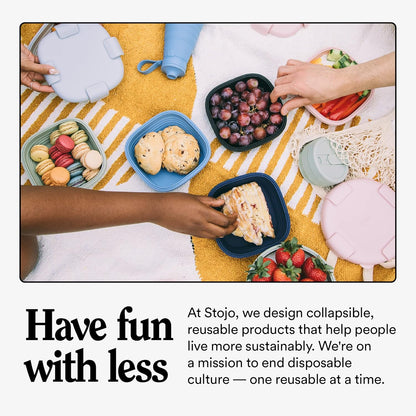 STOJO Collapsible Travel Cup - Reusable To-Go Pocket Size Silicone Bottle for Hot and Cold Drinks - Perfect for Camping - Microwave & Dishwasher Safe (Sage, 12 Ounce (Pack of 1) - No Straw)