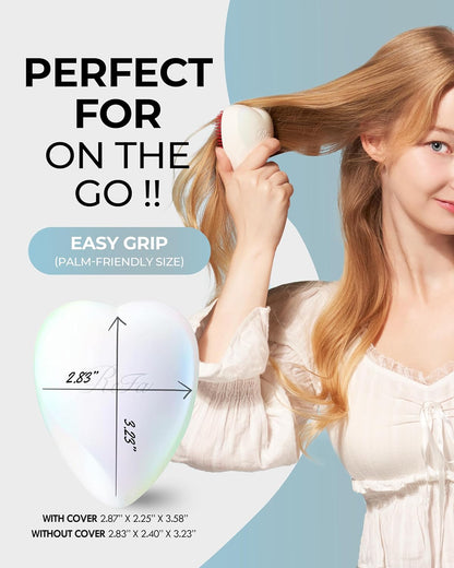 ReFa Heart Brush AURORA WHITE | Heart Shaped Hair Brush for Women | No Tangle Hair Brush | Small Hair Brush for Thick Hair | Hair Detangler Hair Brush Travel Hair Brush