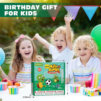Bath Bombs with Surprise Toys Inside, Soccer Gifts for Kids Boys Girls, 9 Kids Bath Bombs Gift Set, Handmade Nature Bubble Bath Fizzes Bomb, Birthday Gifts for Kid