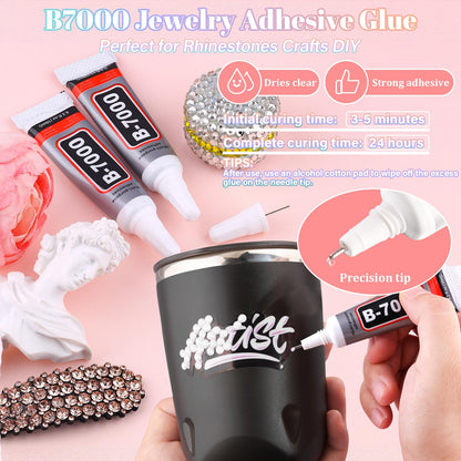 30000Pcs Resin White Rhinestones for Bedazzling Crafting with b7000 Jewelry Glue, Bulk Flatback Gems Bedazzler Kit for Crafts Clothes Shoes Fabric Nail Diamond Art, Assorted Size 2/3/4/5/6mm