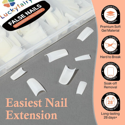 504PCS Half Cover False Nails Tips Acrylic Nail Tips Artificial False Nails Lady French Style Tip Acrylic Fake Nails For Nail Extensions Art Salon Home DIY