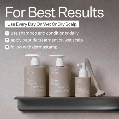 ACT+ ACRE Stem Cell Shampoo | Boosts Density, Hydrates Scalp, Removes Build-Up | Thicker, Fuller Looking Hair | Swiss Apple Stem Cells, Caffeine, Hyaluronic Acid | Vegan, Cold Processed® | 10 Fl Oz